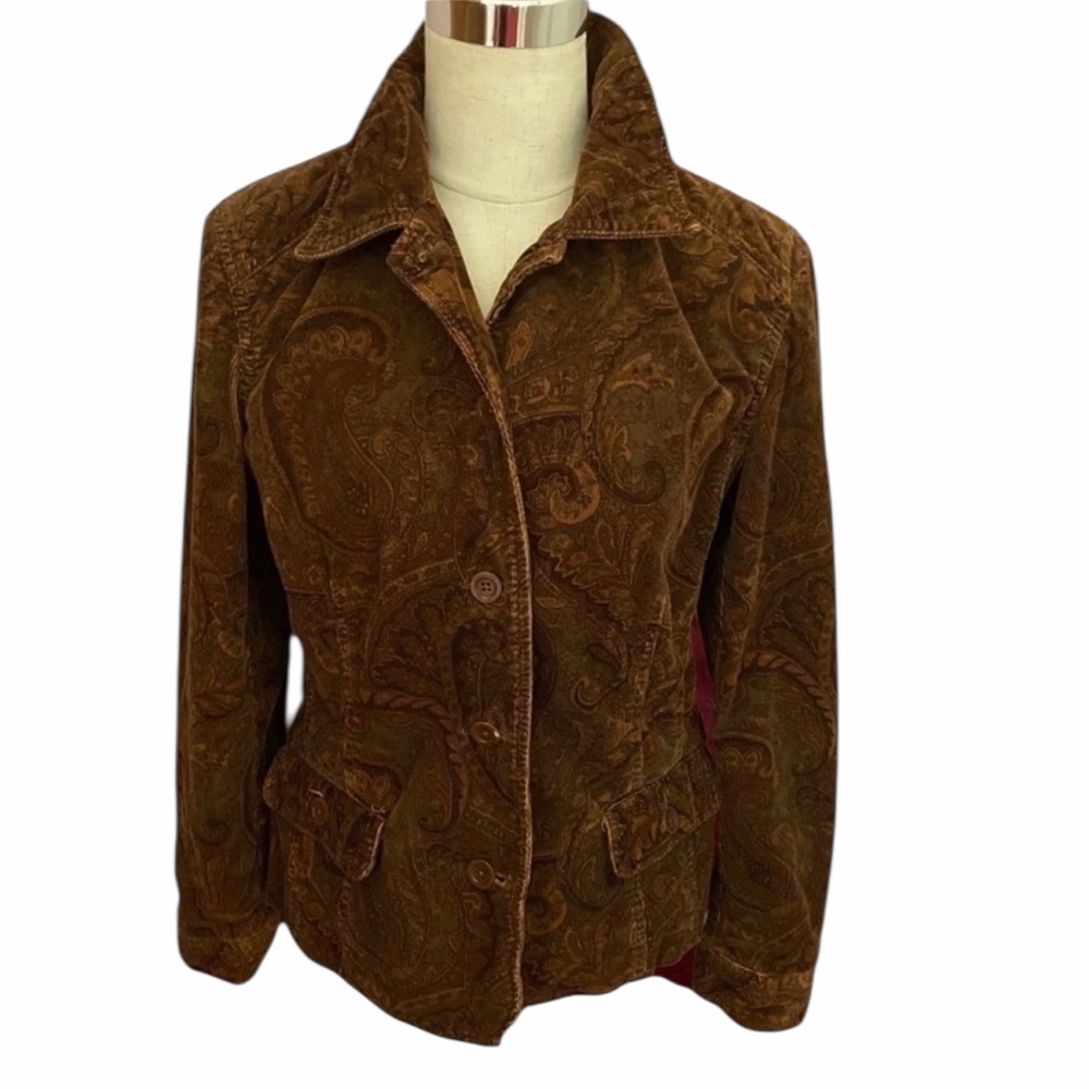 JONES NEW YORK Corduroy Paisley Lined Jacket Size Medium